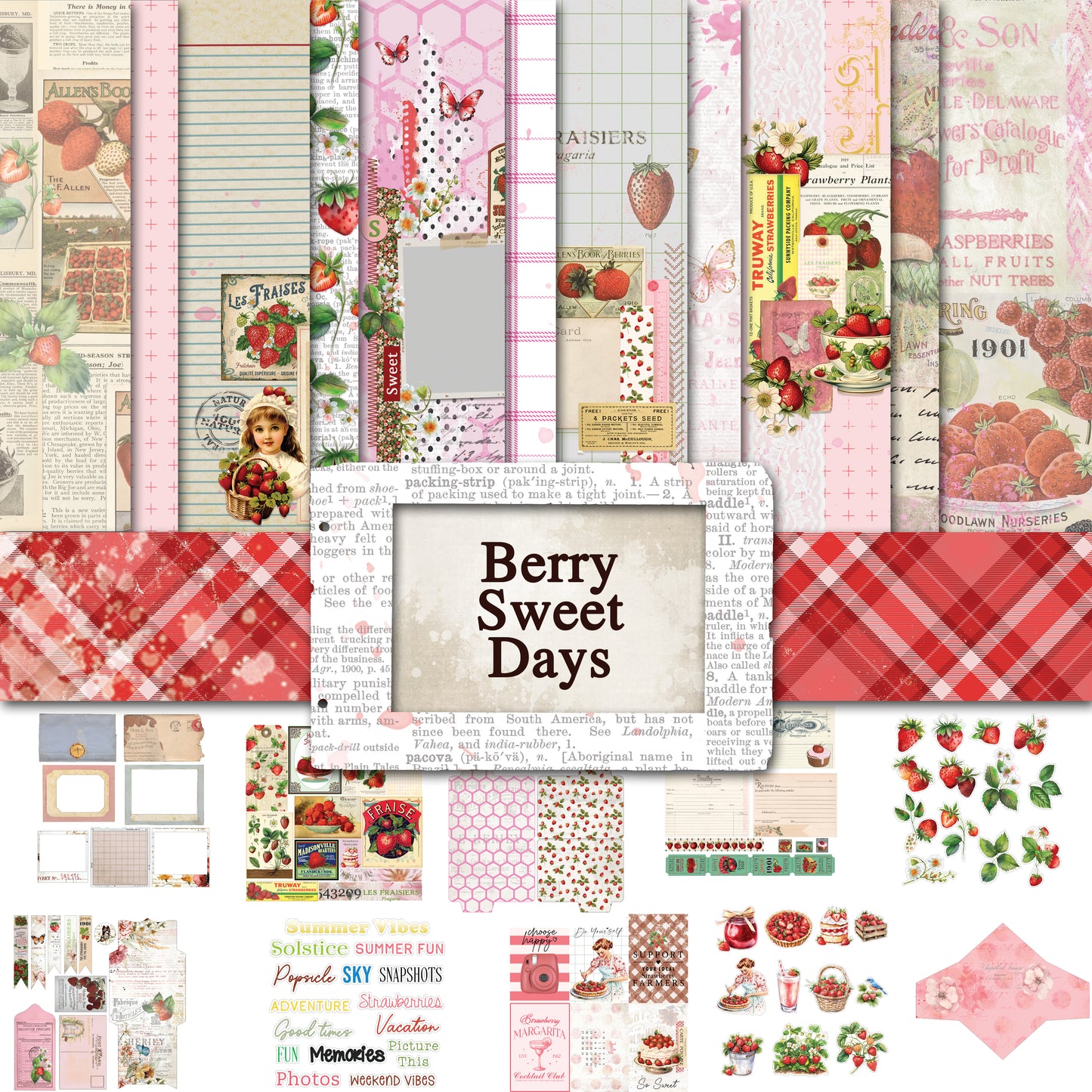 Digital Paper Collection - Berry Sweet Days - 2025 Moving Parts Minis - July