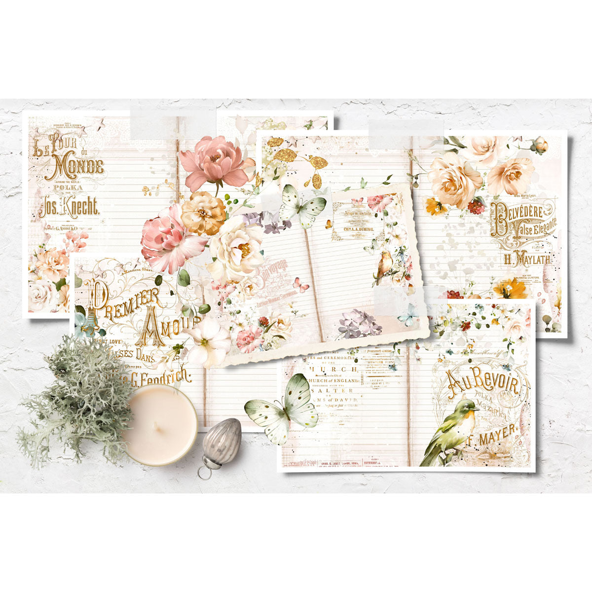 Digital Paper Collection - French Peach - 8.5”x11”