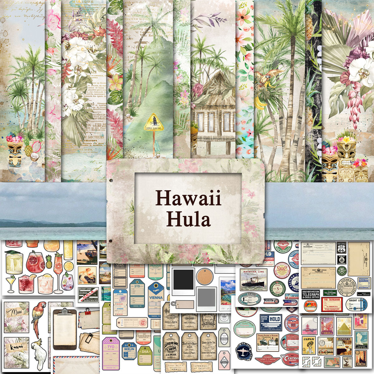 Digital Paper Collection - Hawaii Hula