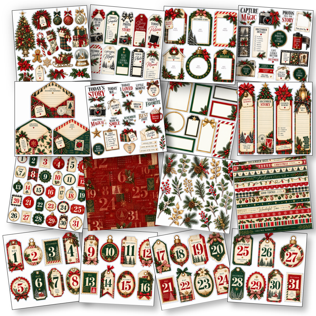 Digital Paper Collection - December Stories