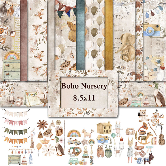 Digital Paper Collection - BoHo Nursery - 8.5”x 11”