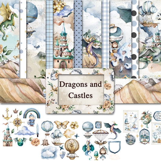 Digital Paper Collection - Dragons and Castles