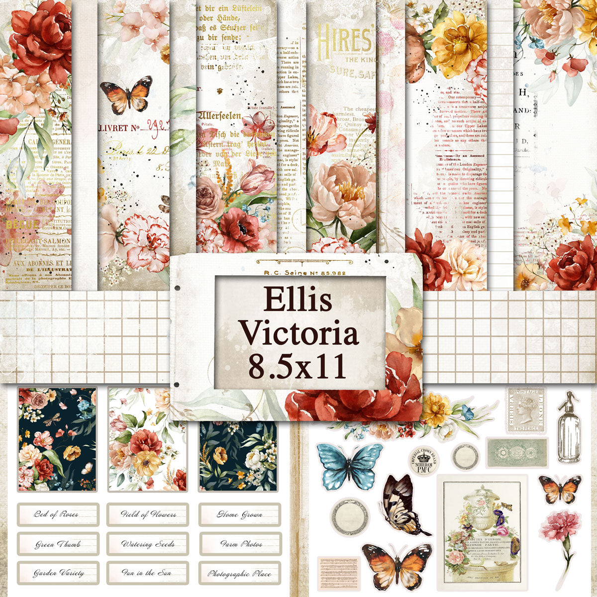 Digital Paper Collection - Ellis Victoria - 8.5”x11”
