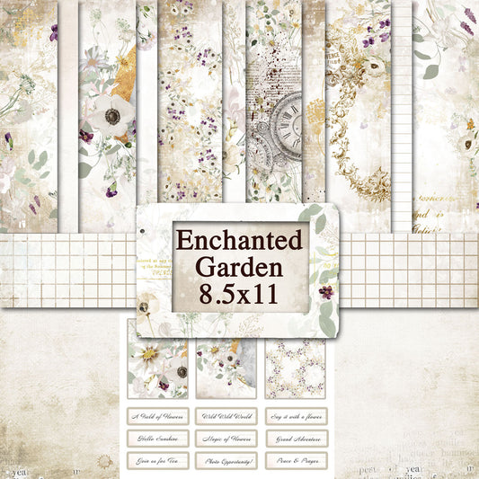 Digital Paper Collection - Enchanted Garden - 8.5”x11”