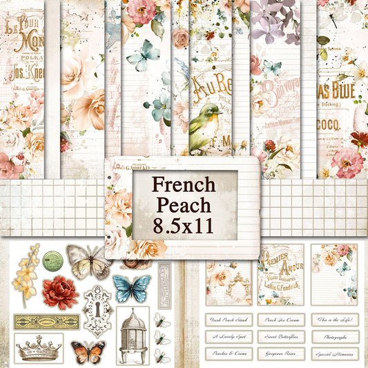 Digital Paper Collection - French Peach - 8.5”x11”