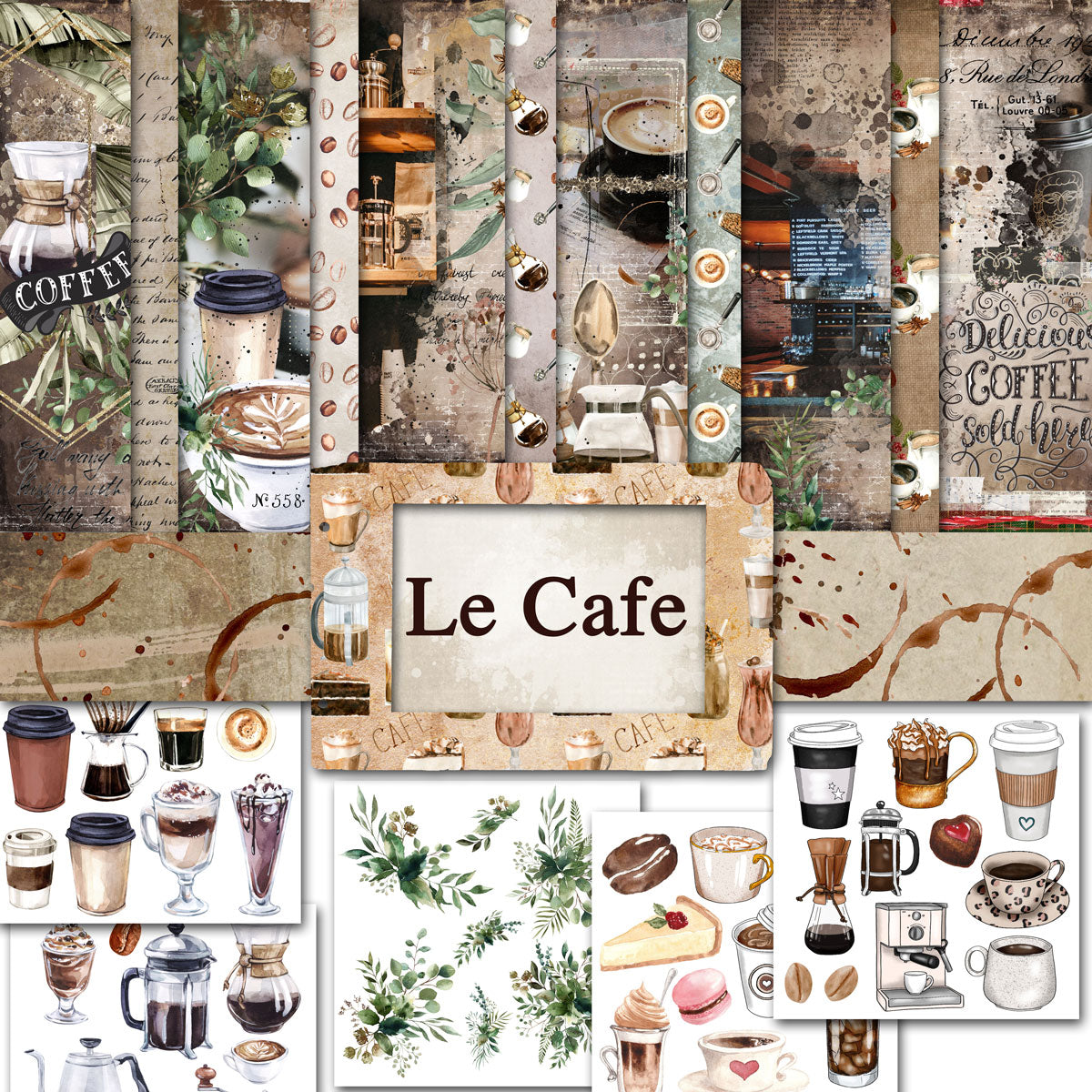Digital Paper Collection - Le Cafe