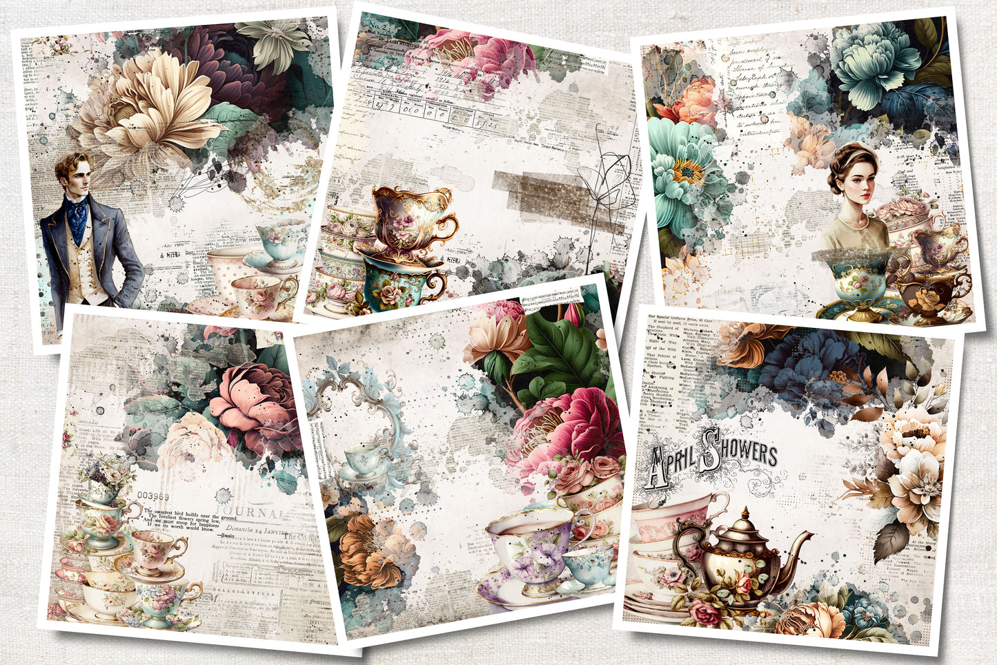 Digital Paper Collection - English Tea Party