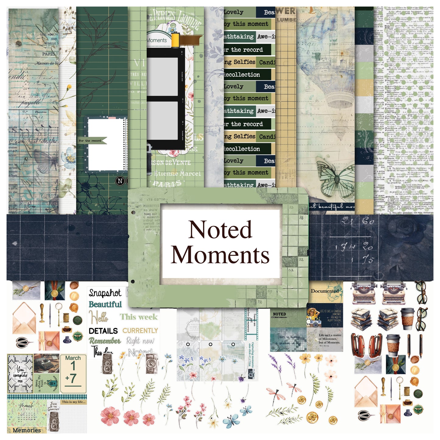 2025 Moving Parts Minis - Noted Moments - March - Digital Paper Collection Only