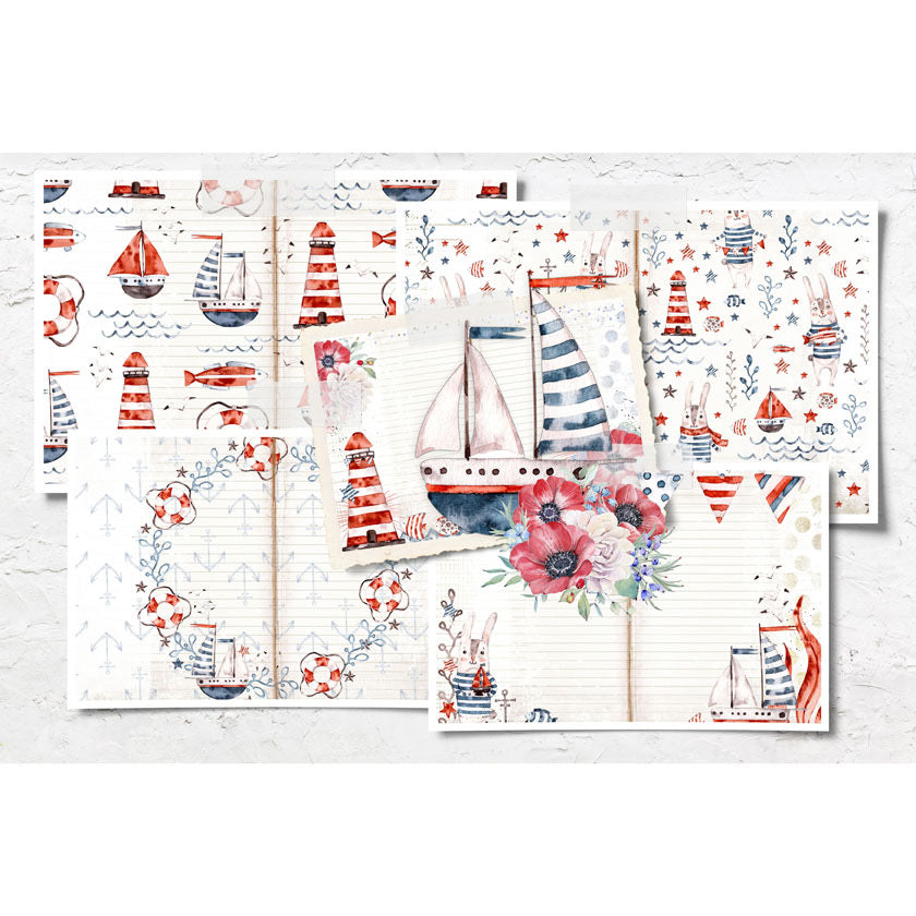 Digital Paper Collection - Patriotic Sails - 8.5”x 11”