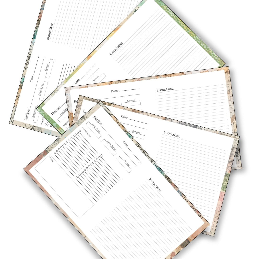 Printed Paper Collection - The Recipe Keeper - Recipe Pages