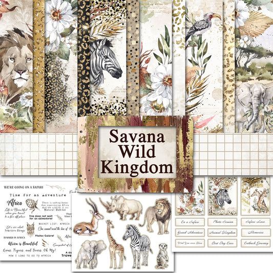 Digital Paper Collection - Savana Wild Kingdom - 8.5”x 11”