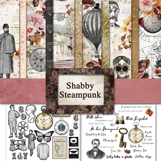 Digital Paper Collection - Shabby Steampunk - 8.5”x 11”