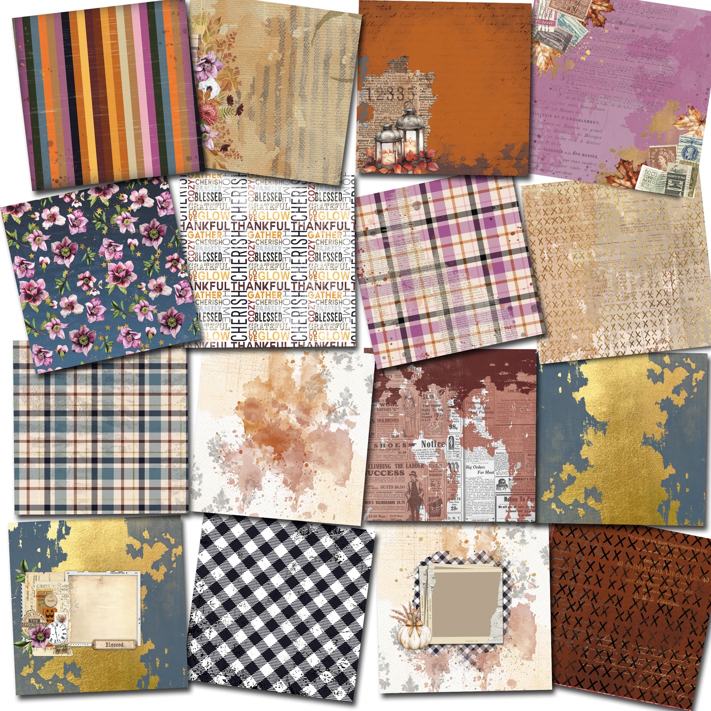 Digital Paper Collection - Gather & Glow - 2025 Moving Parts Minis - November