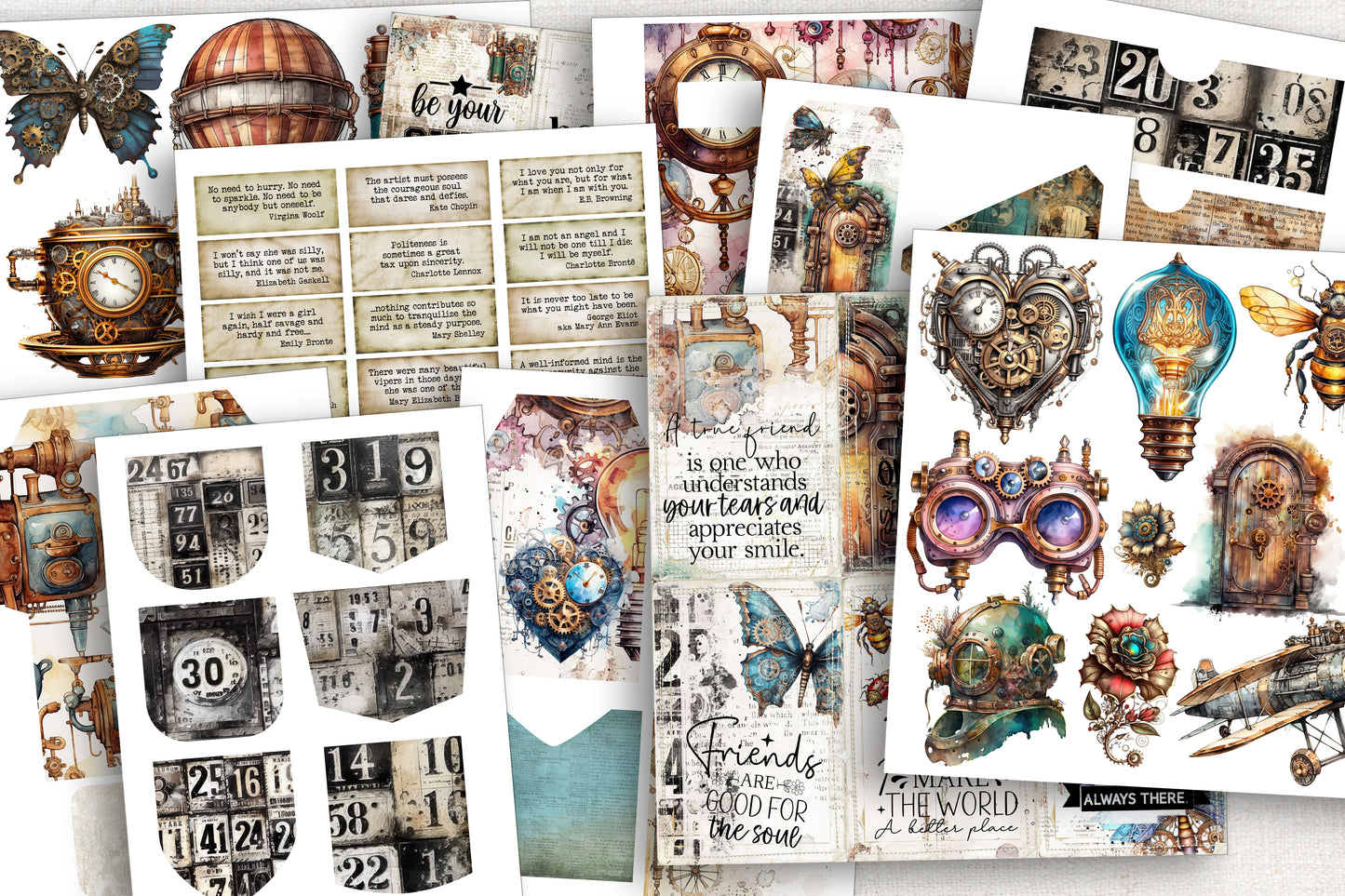 Digital Paper Collection - Time Travels STEAMPUNK
