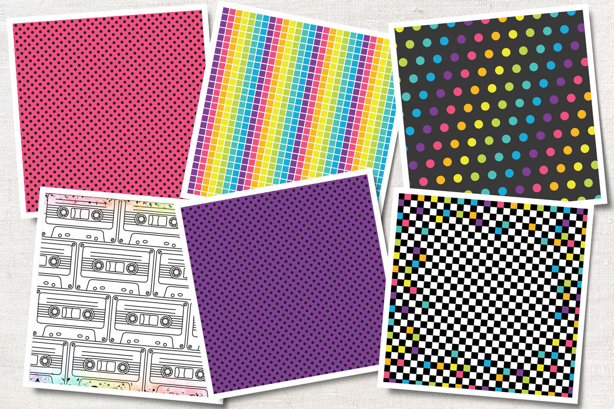 80s Digital Background Papers 80s Vintage Pattern Paper